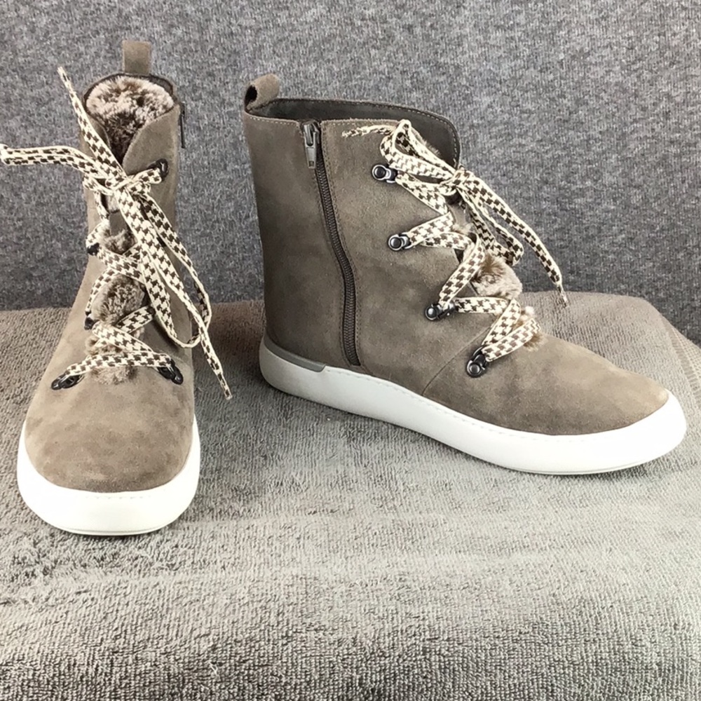 Rockport Cobb Hill Elyse Alpine Suede Zippered Lace-Up Boots Sz 9 M